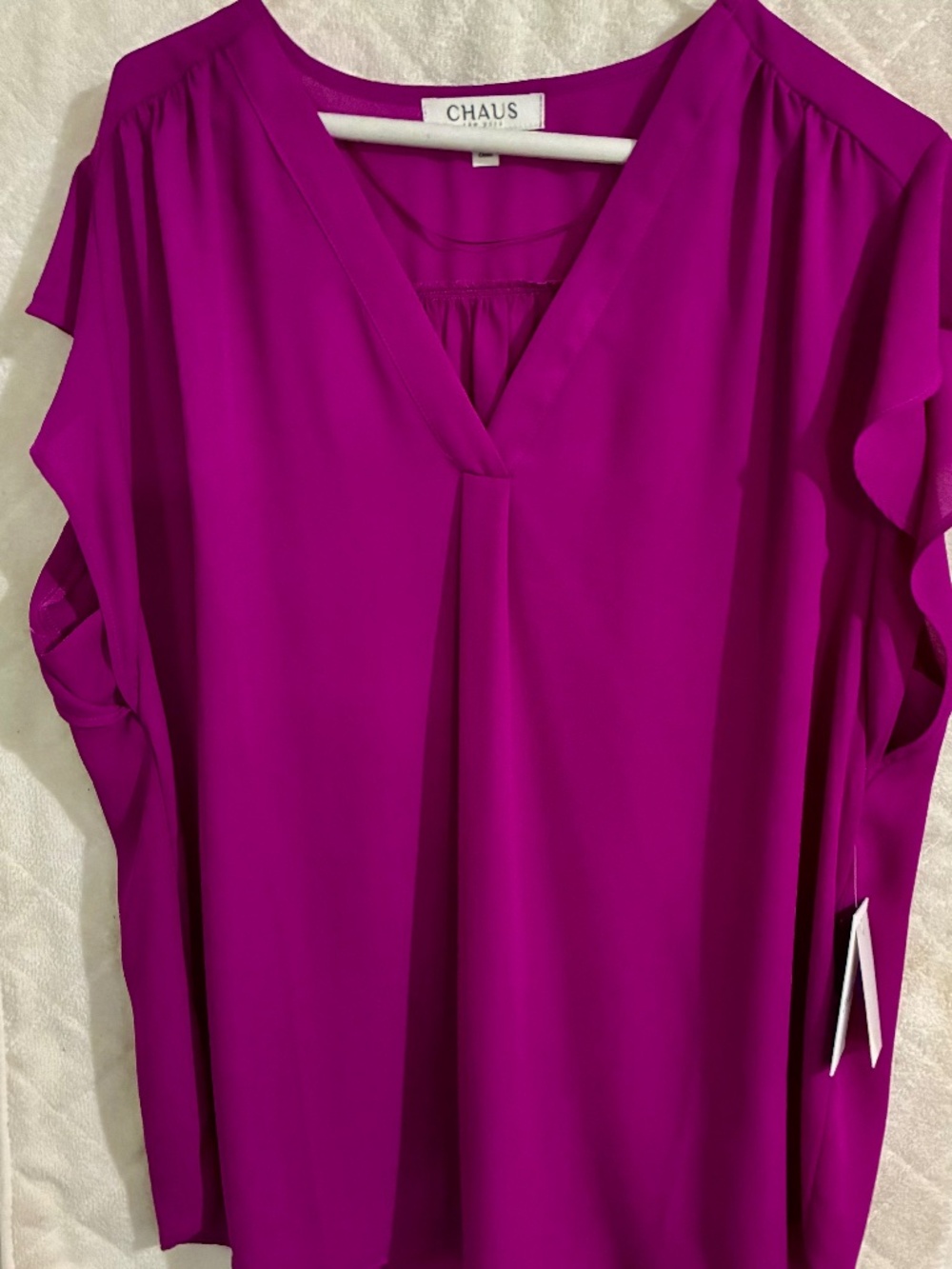 Chaus Women's dark Purple V Neck Poly Blouse XL New with Tags
